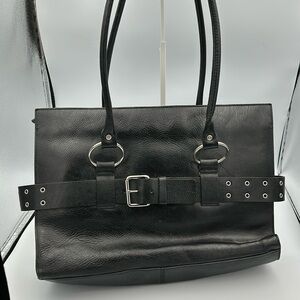WILSONS LEATHER Large Satchel Tote Work Computer Bag Black